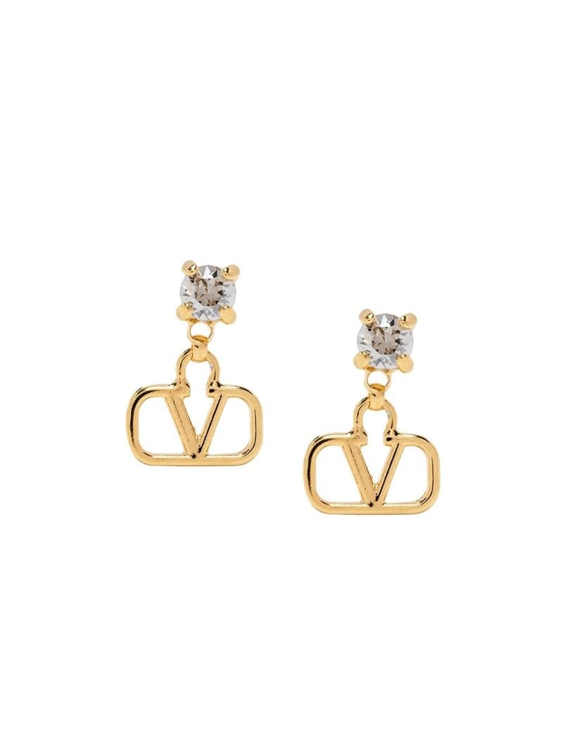 Gold-tone Vlogo Signature Crystal Drop Earrings