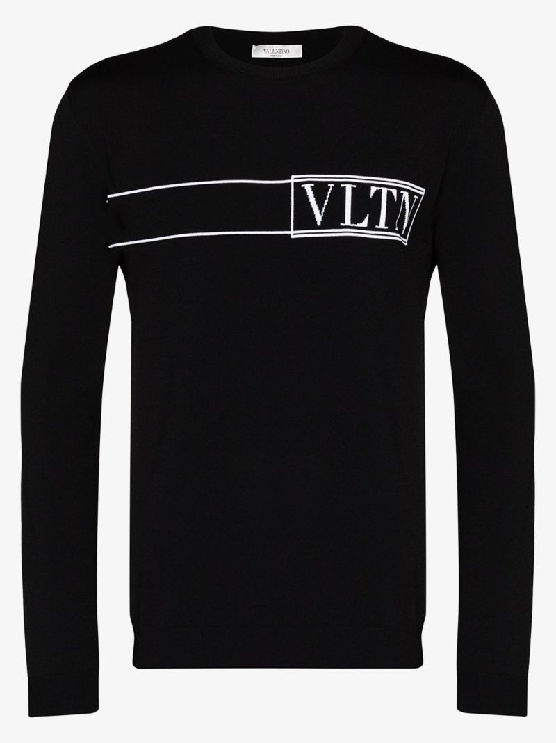 Vltn Logo Intarsia Knit Sweater