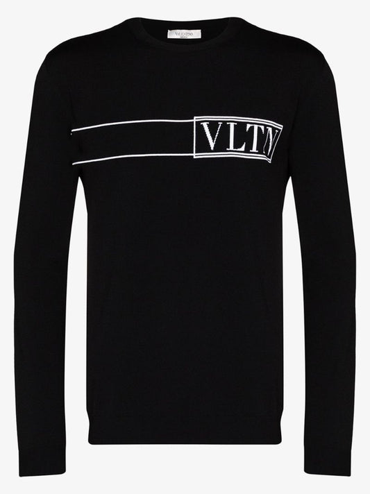 Vltn Logo Intarsia Knit Sweater