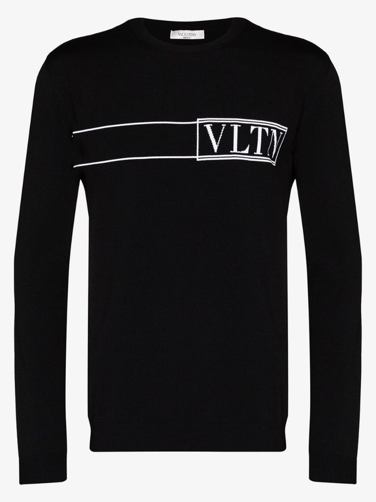 Vltn Logo Intarsia Knit Sweater
