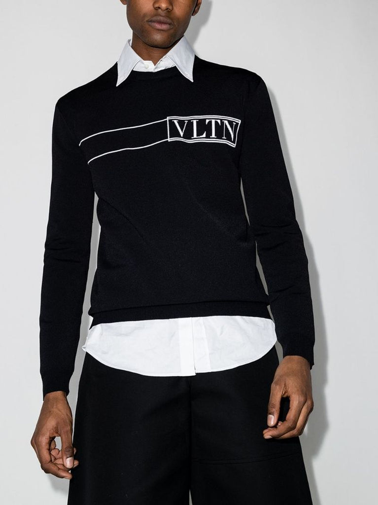 Vltn Logo Intarsia Knit Sweater
