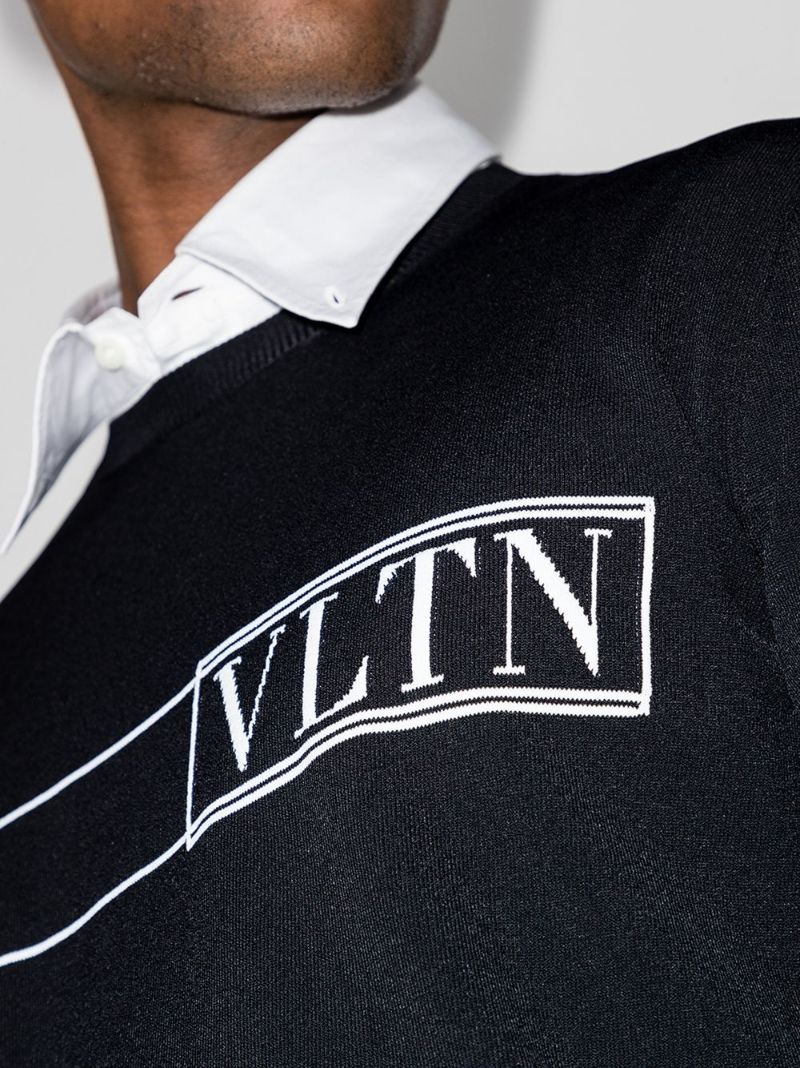 Vltn Logo Intarsia Knit Sweater