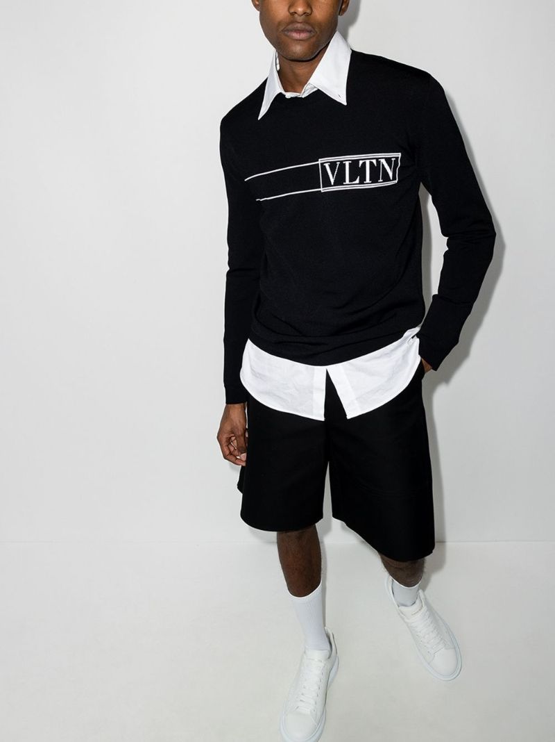Vltn Logo Intarsia Knit Sweater