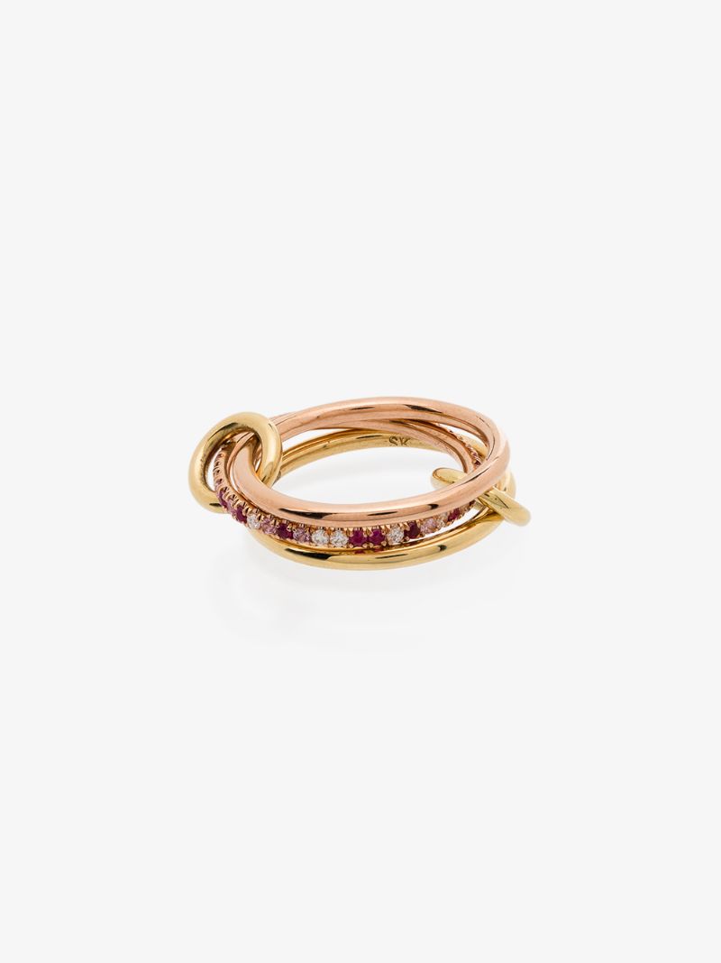 18k Rose Gold Petunia Ruby and Sapphire Ring