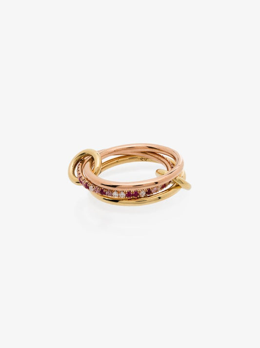 18k Rose Gold Petunia Ruby and Sapphire Ring