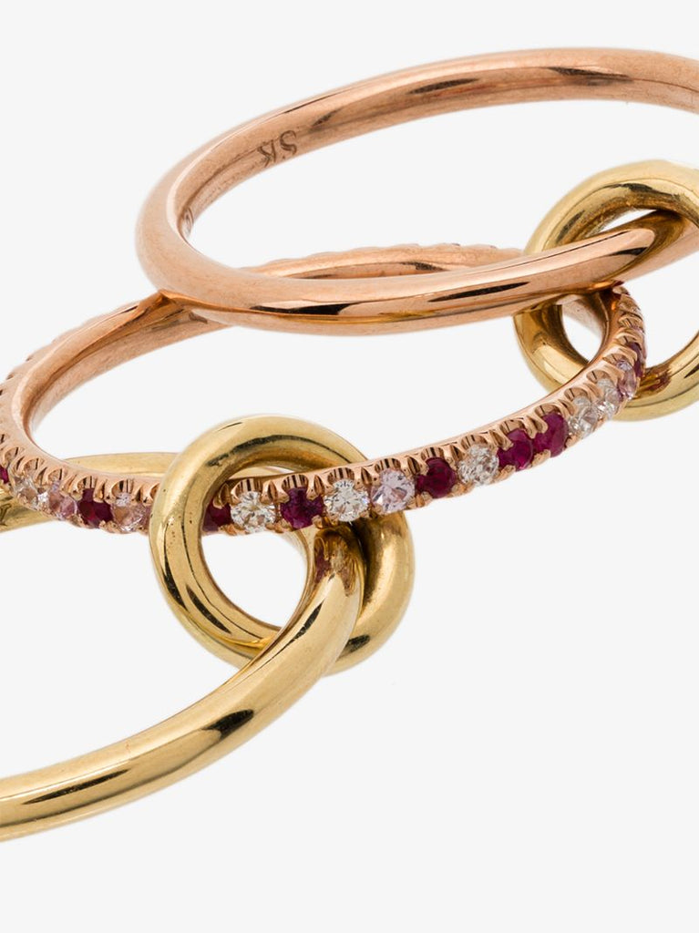 18k Rose Gold Petunia Ruby and Sapphire Ring