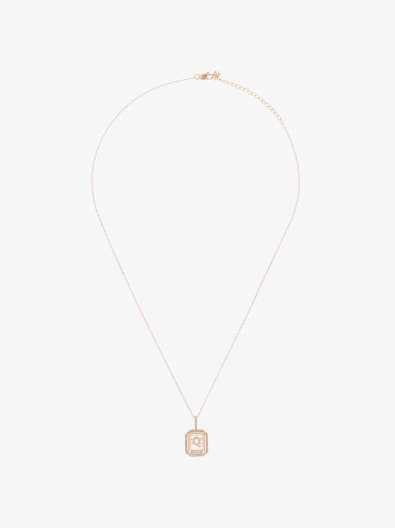 14k Yellow Gold Q Initial Diamond Necklace