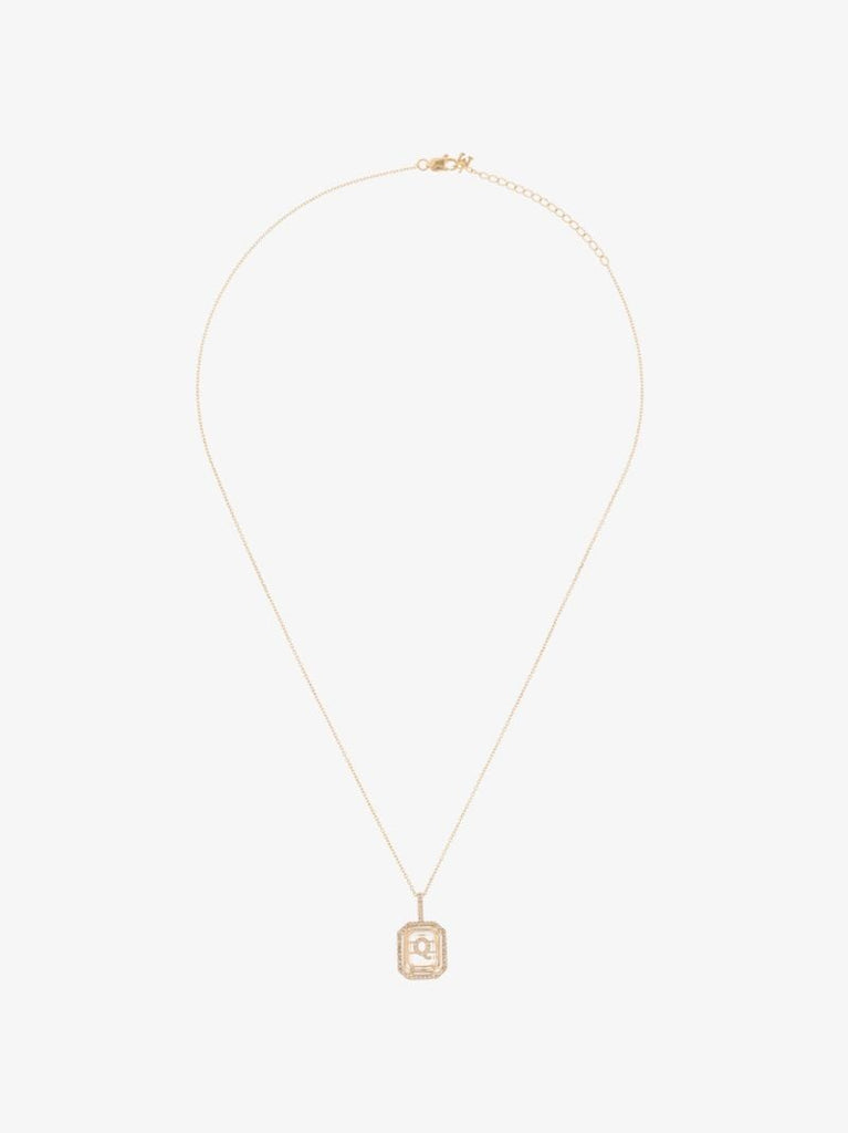 14k Yellow Gold Q Initial Diamond Necklace