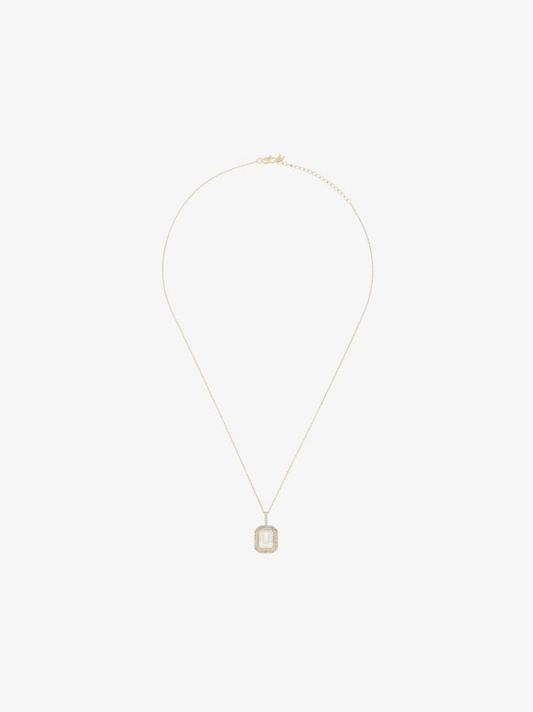 14k Yellow Gold U Initial Diamond Necklace
