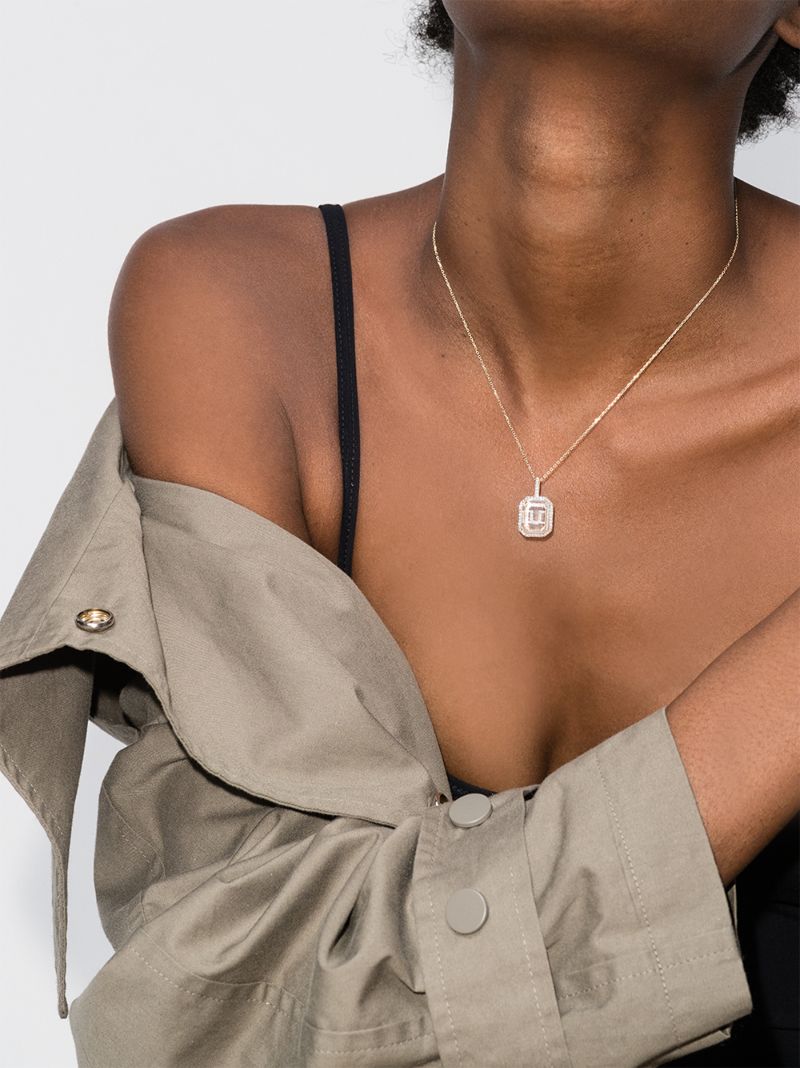 14k Yellow Gold U Initial Diamond Necklace