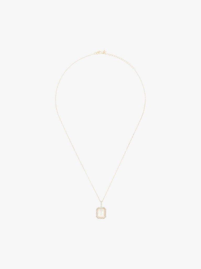 14k Yellow Gold T Initial Diamond Necklace