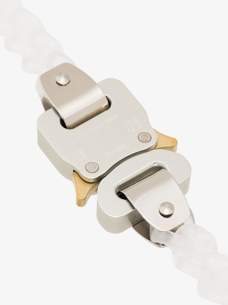 Gold Tone and White Buckle Necklace