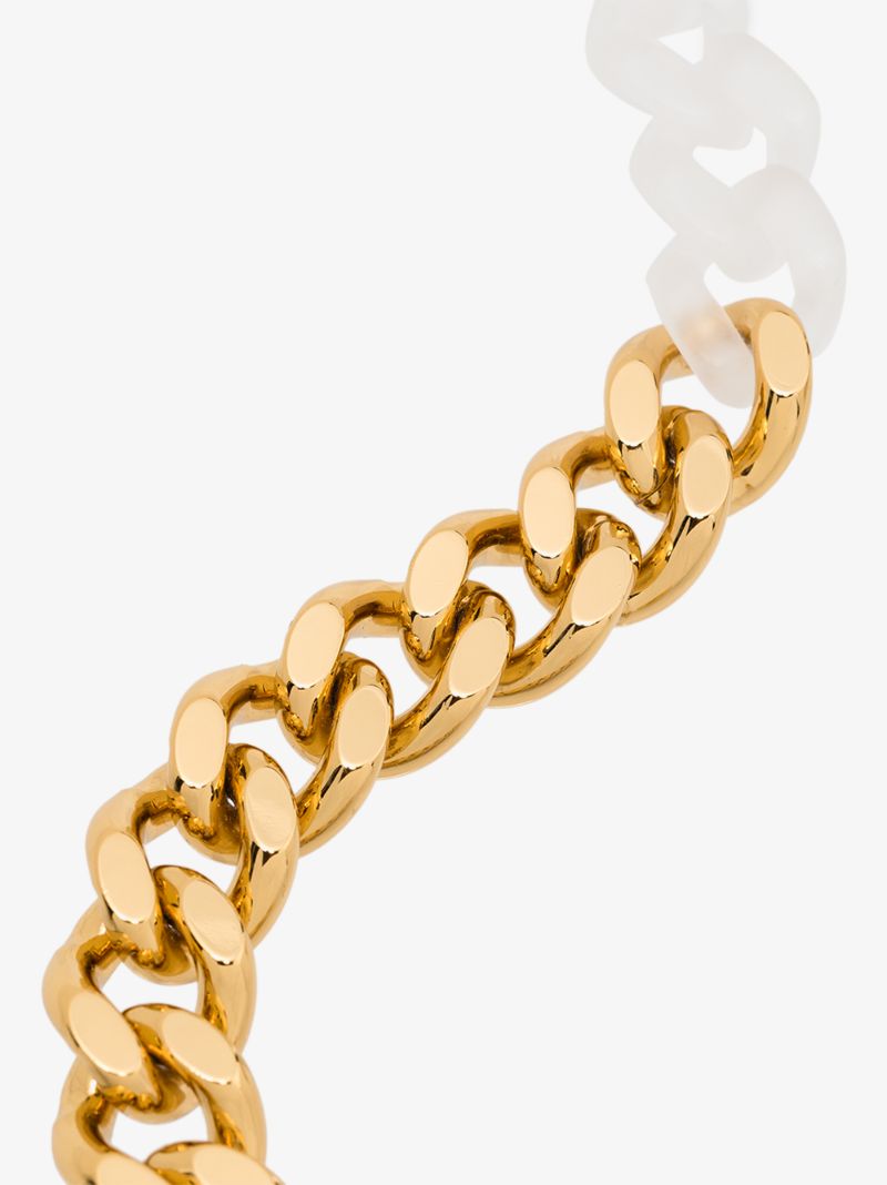 Gold Tone and White Buckle Necklace