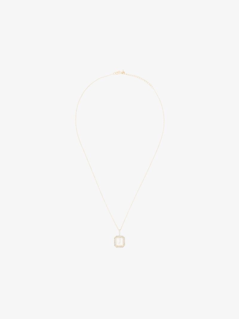 14k Yellow Gold J Initial Diamond Necklace