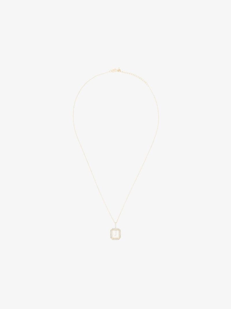 14k Yellow Gold J Initial Diamond Necklace
