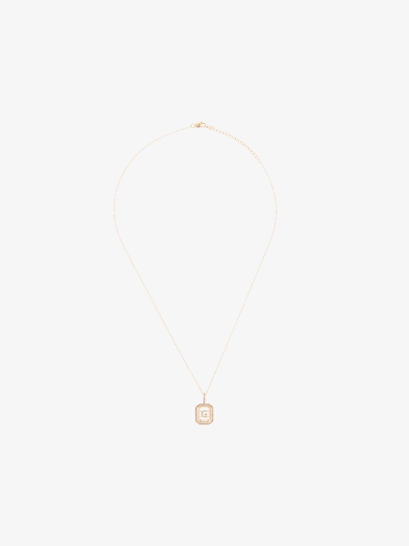 14k Yellow Gold G Initial Diamond Necklace