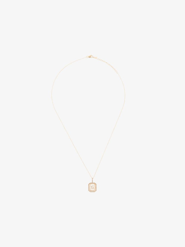 14k Yellow Gold G Initial Diamond Necklace