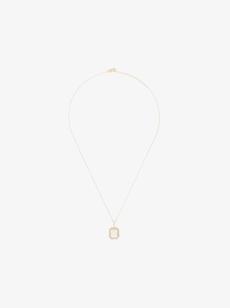 14k Yellow Gold D Initial Diamond Necklace