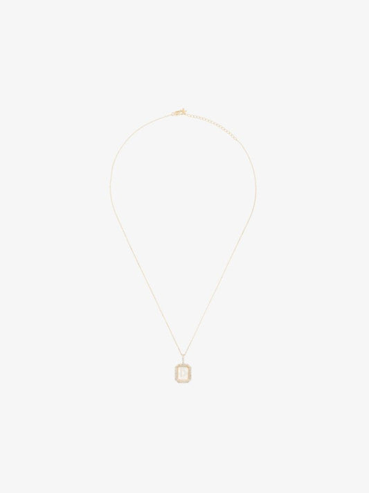 14k Yellow Gold D Initial Diamond Necklace