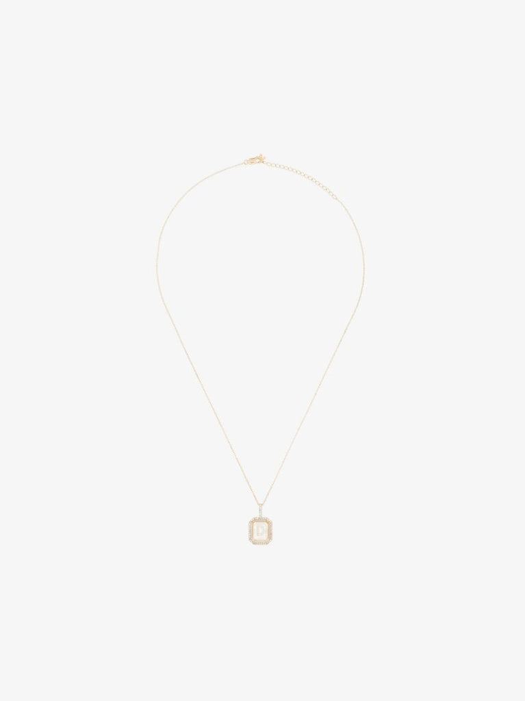 14k Yellow Gold D Initial Diamond Necklace