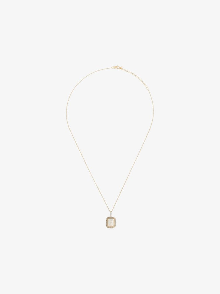 14k Yellow Gold F Initial Diamond Necklace