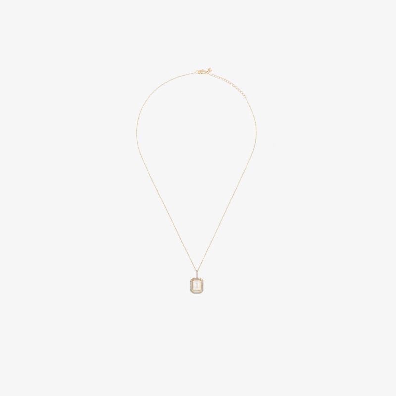14k Yellow Gold I Initial Diamond Necklace
