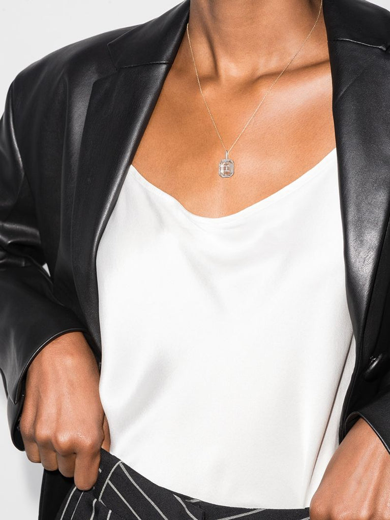14k Yellow Gold I Initial Diamond Necklace