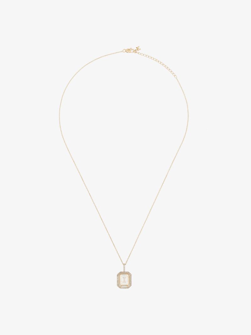14k Yellow Gold I Initial Diamond Necklace