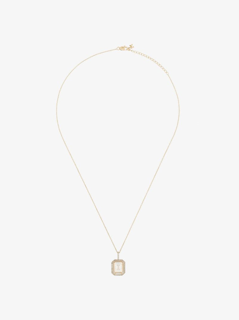 14k Yellow Gold I Initial Diamond Necklace