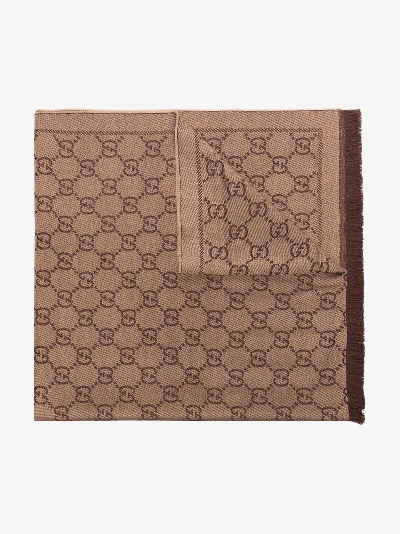 Brown Gg Logo Wool Scarf