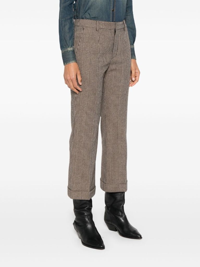 Brown Prince of Wales Bootcut Trousers