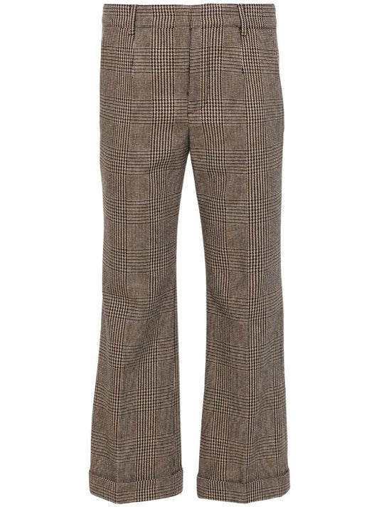 Brown Prince of Wales Bootcut Trousers