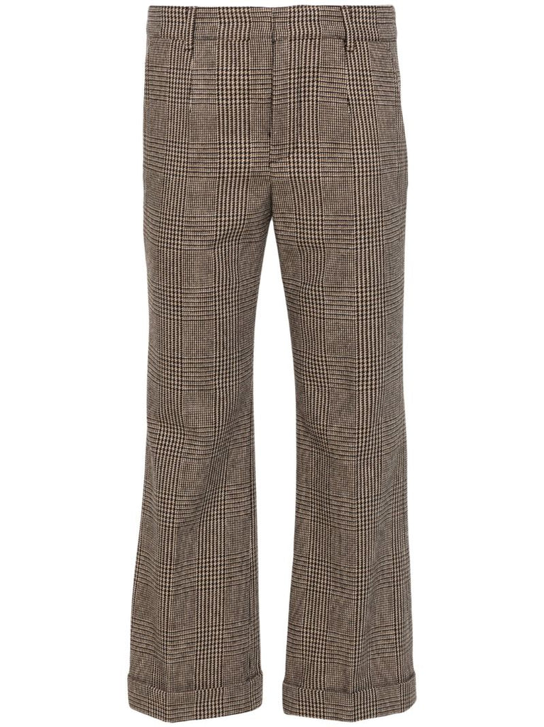 Brown Prince of Wales Bootcut Trousers