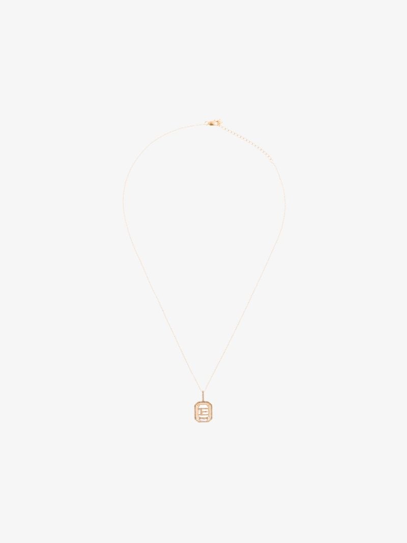 14k Yellow Gold E Initial Diamond Necklace