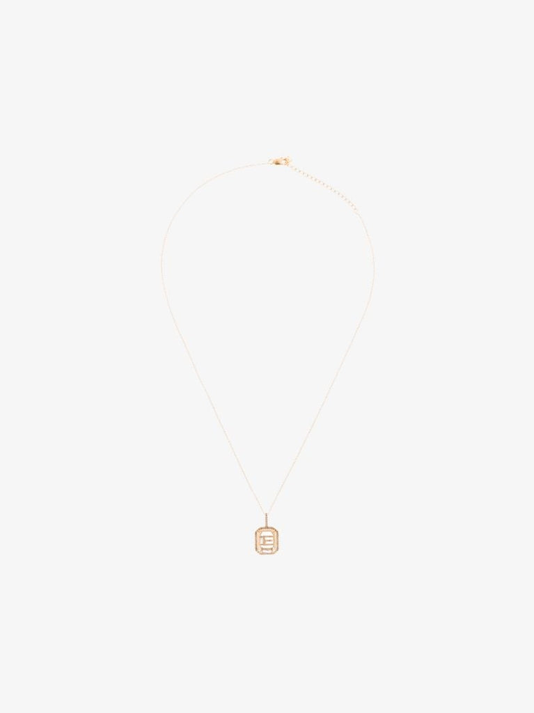 14k Yellow Gold E Initial Diamond Necklace