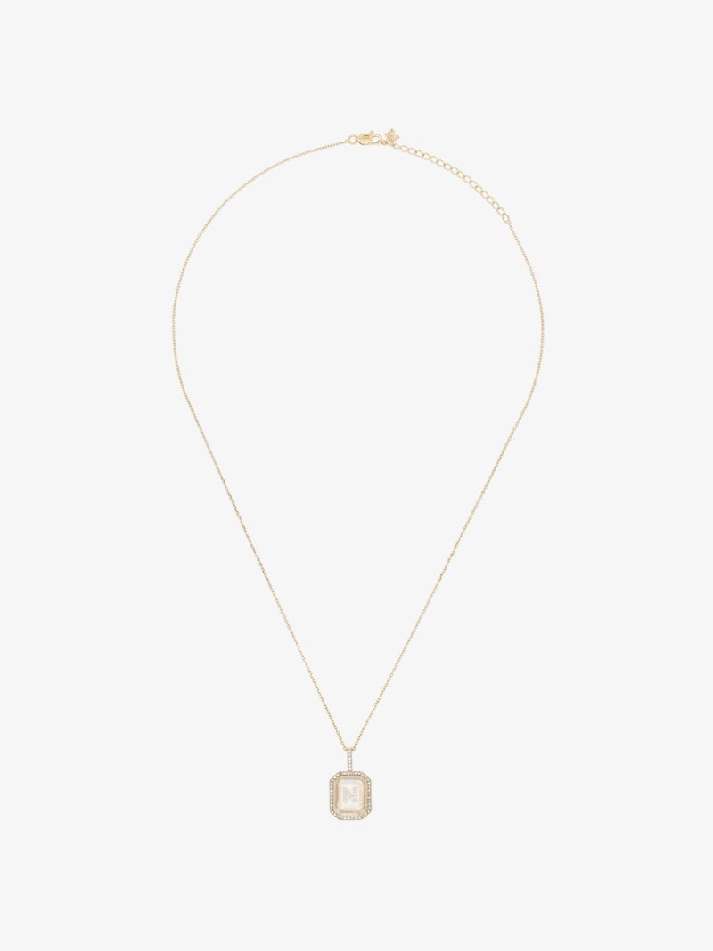 14k Yellow Gold N Initial Diamond Necklace