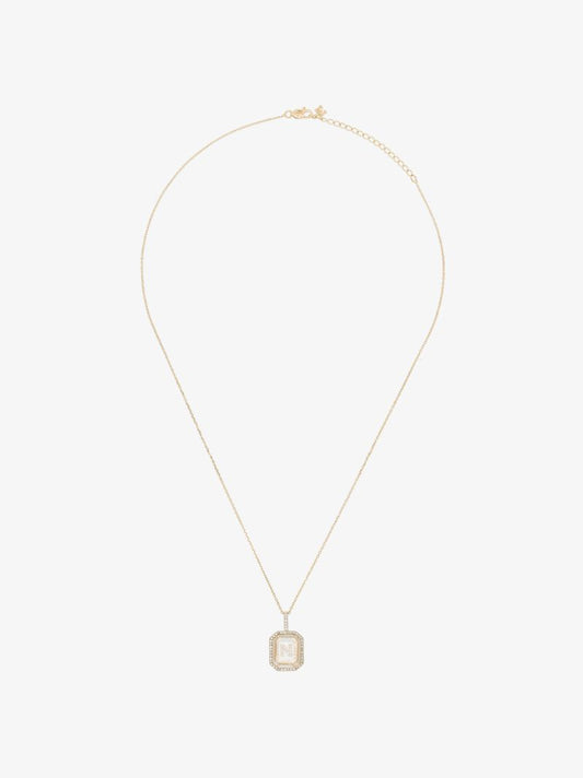 14k Yellow Gold N Initial Diamond Necklace
