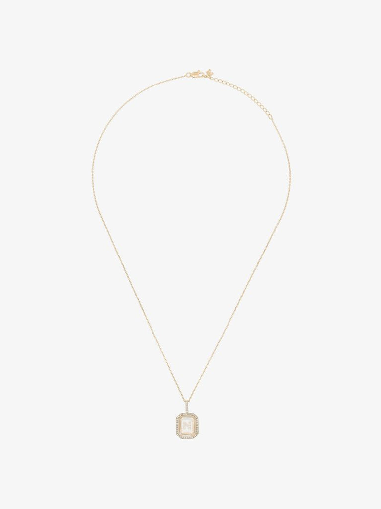 14k Yellow Gold N Initial Diamond Necklace