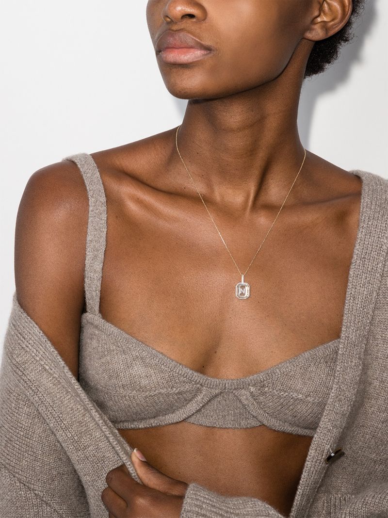 14k Yellow Gold N Initial Diamond Necklace