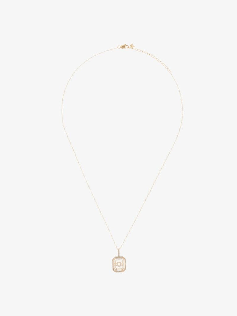 14k Yellow Gold O Initial Diamond Necklace