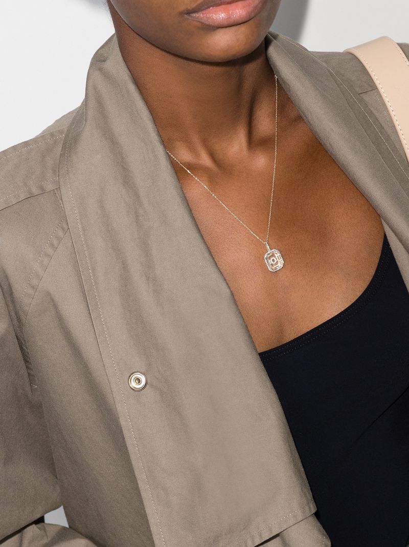 14k Yellow Gold O Initial Diamond Necklace