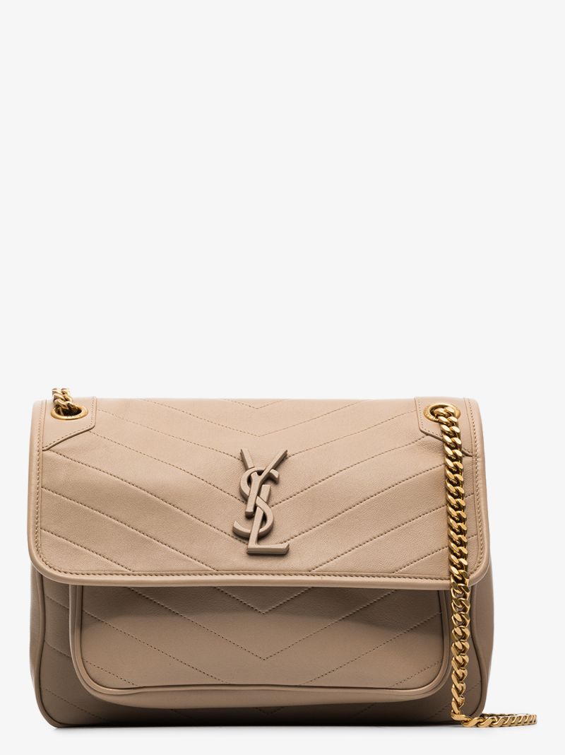 Beige Niki Medium Leather Shoulder Bag