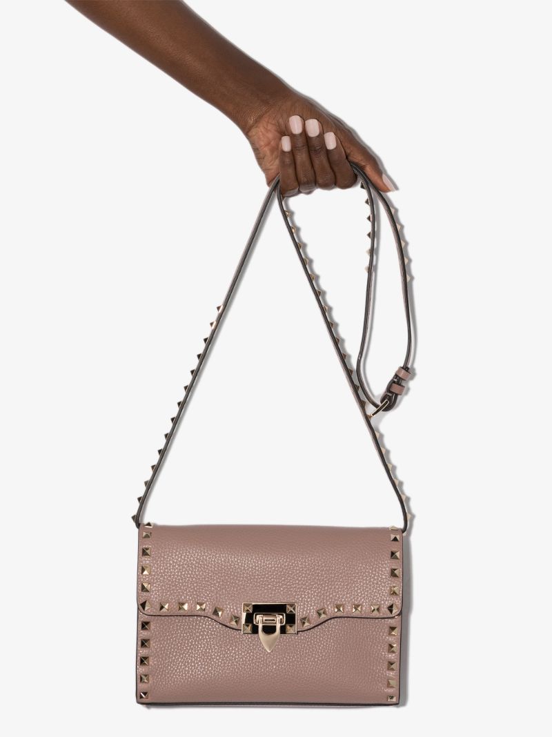 Pink Rockstud Leather Cross Body Bag