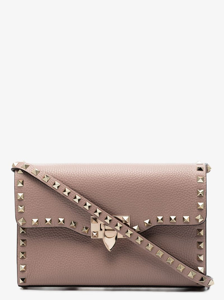 Pink Rockstud Leather Cross Body Bag