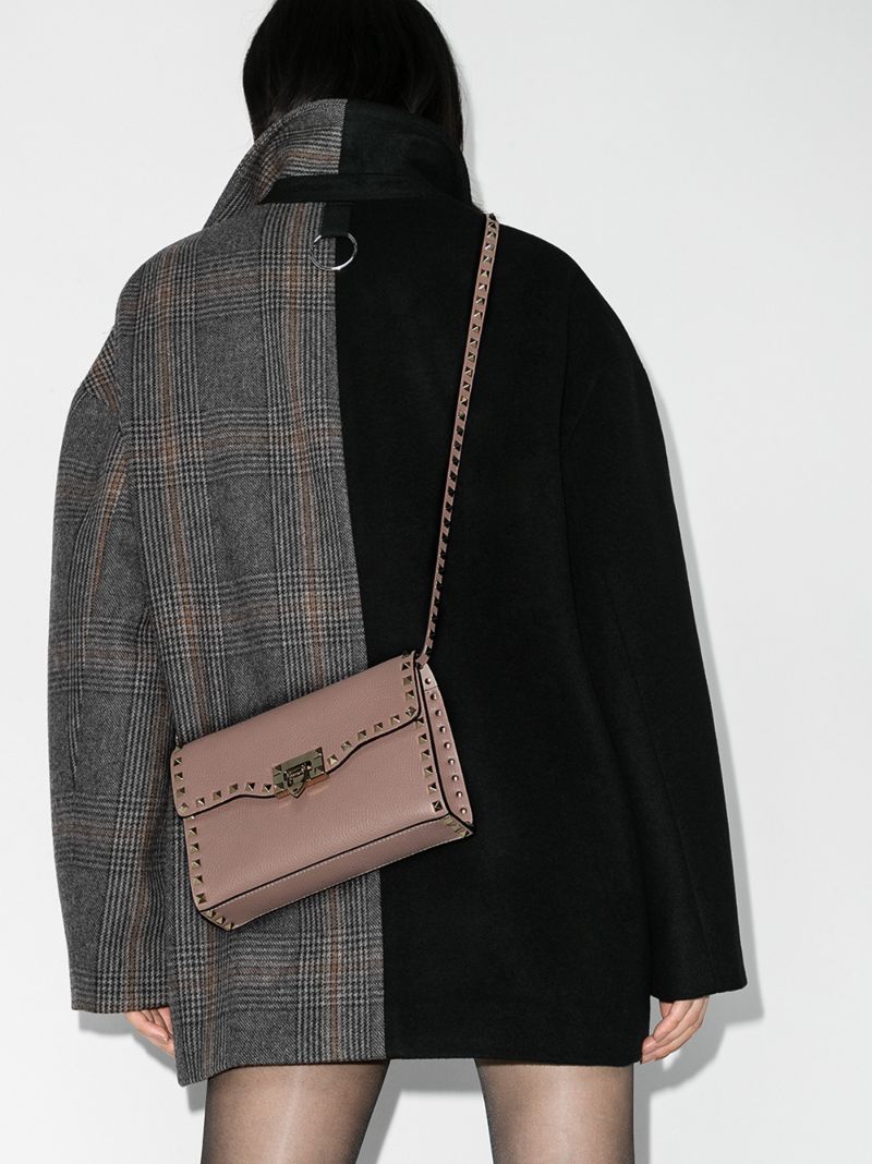 Pink Rockstud Leather Cross Body Bag