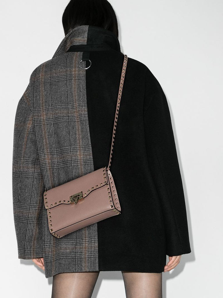 Pink Rockstud Leather Cross Body Bag