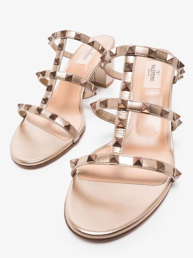 Gold Rockstud 60 Leather Sandals