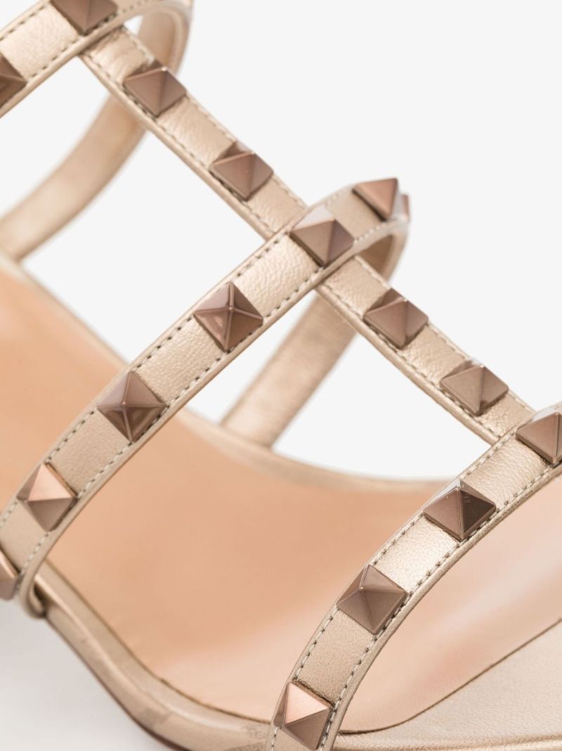 Gold Rockstud 60 Leather Sandals
