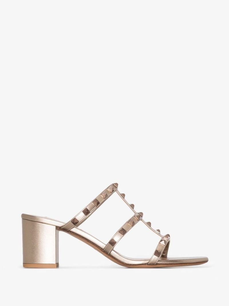 Gold Rockstud 60 Leather Sandals