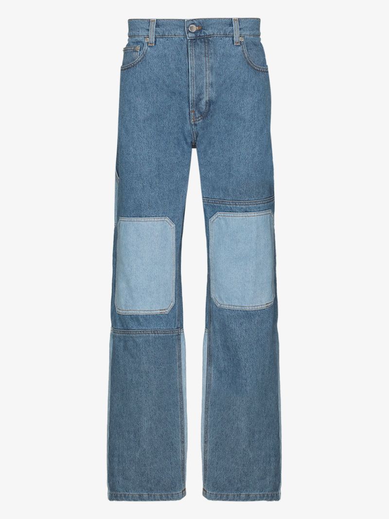 Patchwork Straight Leg Jeans